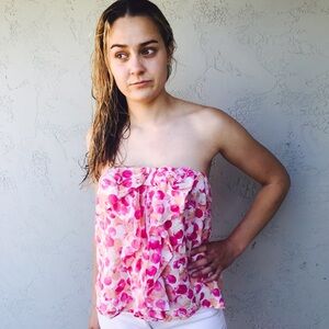 Pink Bow Strapless Summer Top